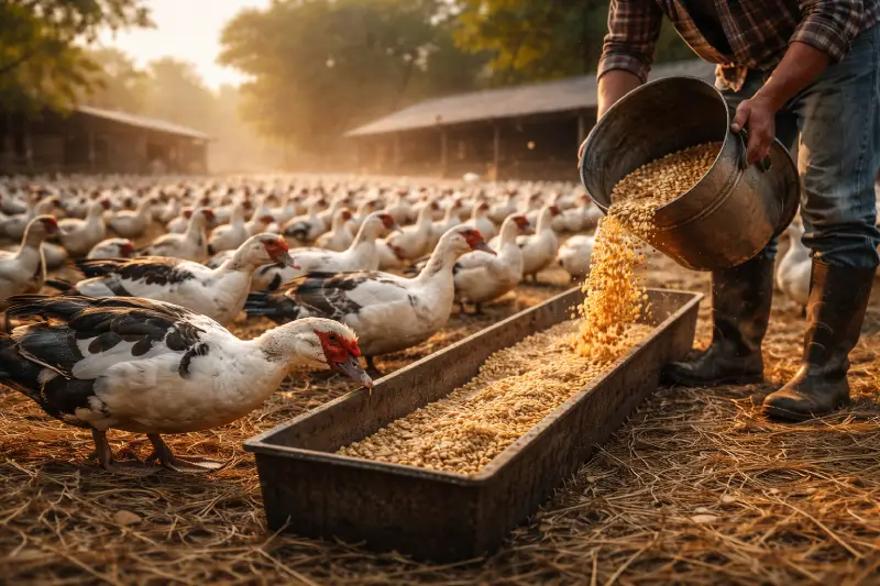 تغذية البط المسكوفي